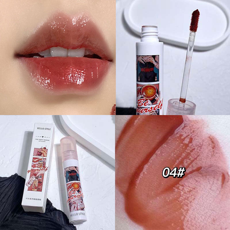 Purple Glitter Water Light Lip Gloss Long-lasting Double-end Lip Glaze Mirror Liquid Lipstick Not Fade Lip Tint Korean Cosmetic