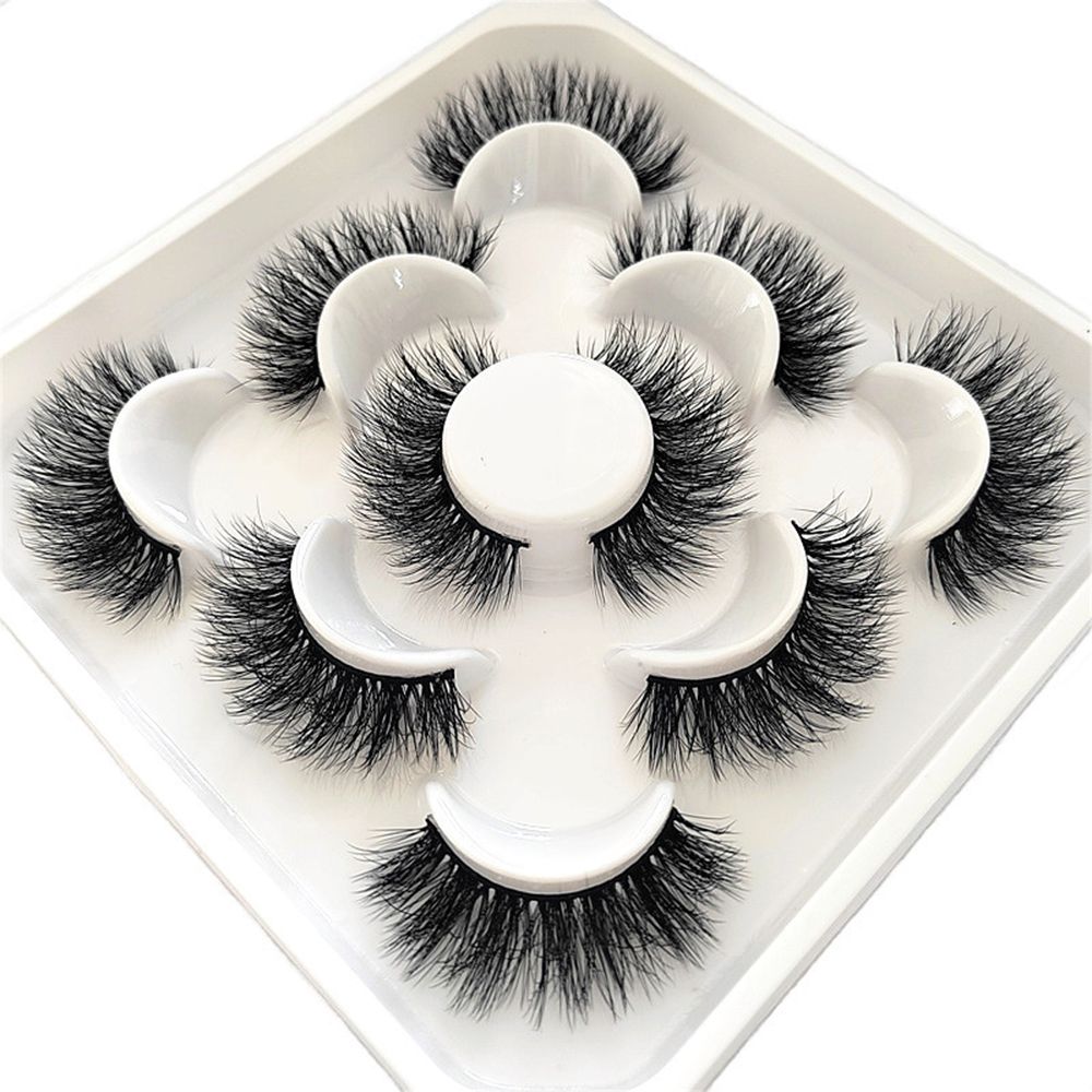 5Pairs 3D Mink False Eyelashes D Curl Fluffy Short Lashes Eyelash Extension Mix Style Handmade Cruelty-free