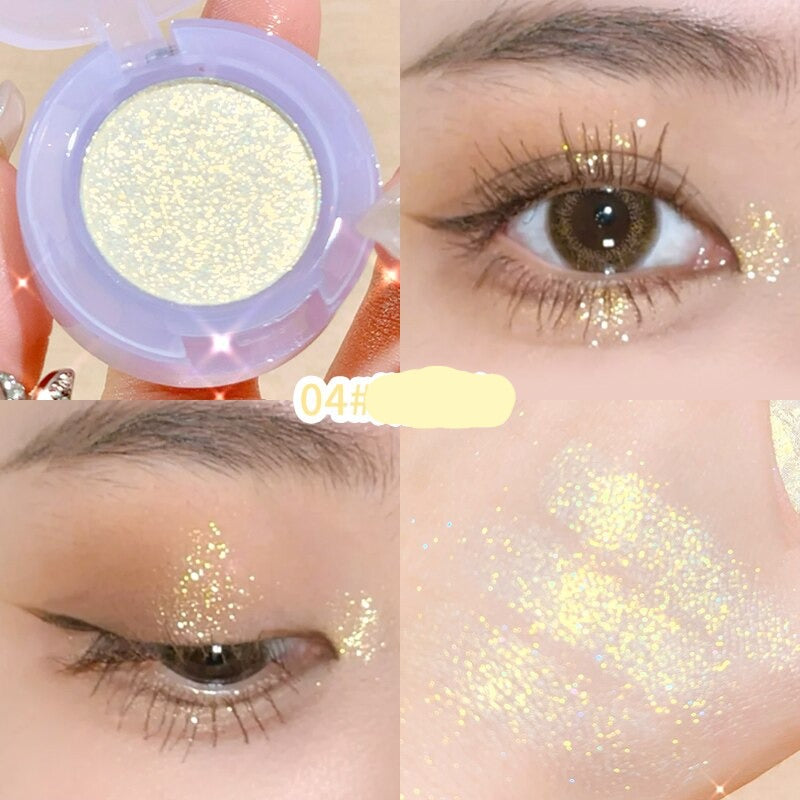 Bulb's Plans Monochrome Eyeshadow Pearlescent Glitter Soft Neutral Makeup Shimmery Eye Shadow Long-Wearing Shiny Beauty Cosmetic