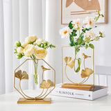 Oklulu Nordic Simple Golden Glass Test Tube flower vase with flowers Hydroponic Plant flower pots Decorative vases Modern Home Decor