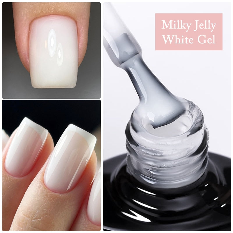 UR SUGAR 7.5ml 7ml Glass Bottle Milky Jelly White Gel Nail Polish White Color UV Led Gel Varnish For Manicure Nail Art Base Top