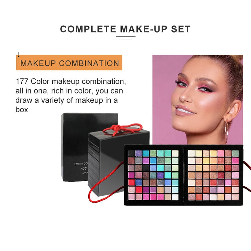 Oklulu Makeup 177 Color Eye Shadow Palette Layers Concealer Lipstick Powder Blush Cosmetics Set Matte Eyeshadow Palette With Brush