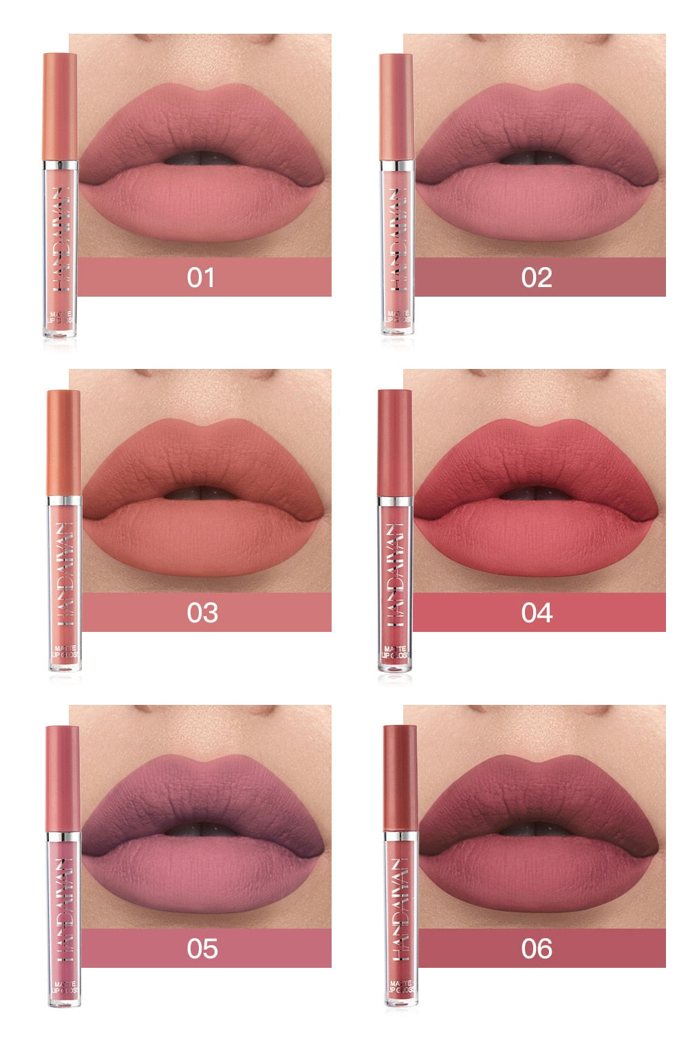 6pcs/set Matte Velvet Lip Gloss Waterproof Long-lasting Liquid Lipstick Cosmetic Beauty Sexy Fashion Lips Makeup Gift
