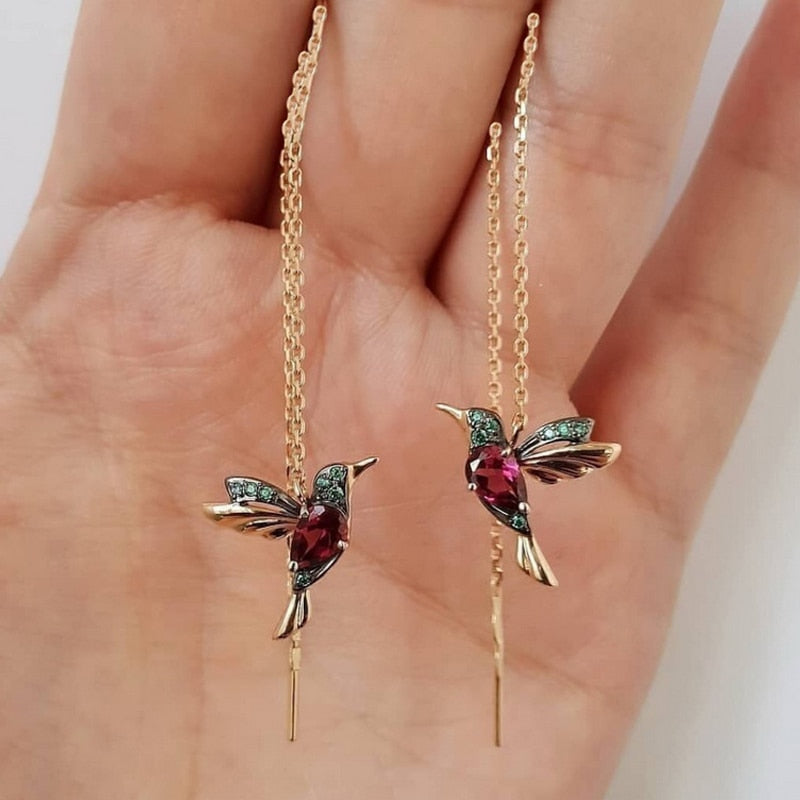 Korea Gold Color Flower Chain Tassel Drop Earrings For Women Bird Rabbit Leaf Airplane Long Piercing Line Earrings Party Jewelry