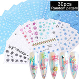 Mix Snowflake Nail Sticker Water Transfer Decal White Black Christmas Wrap Tattoo Foil Sliders For Nail Art Manicure SA862