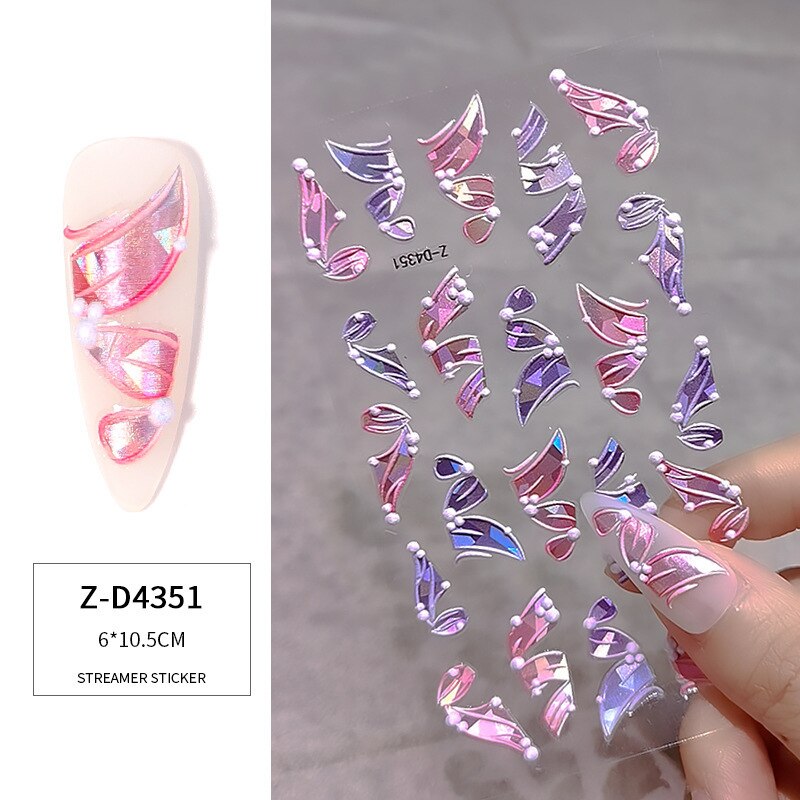 1/3/4/5/10Sheet Heart Love Design Nail Sticker Water Trasnfer Decals Sliders Glitter 3D Nail Decals Stickers Nail Art Decoration