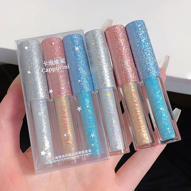 Glass Peach Bright Eye Shadow Stick Shimmer Glitter Highlight Liquid Eye Liner Sequins Lying Silkworm Shiny Eyes Korean Makeup