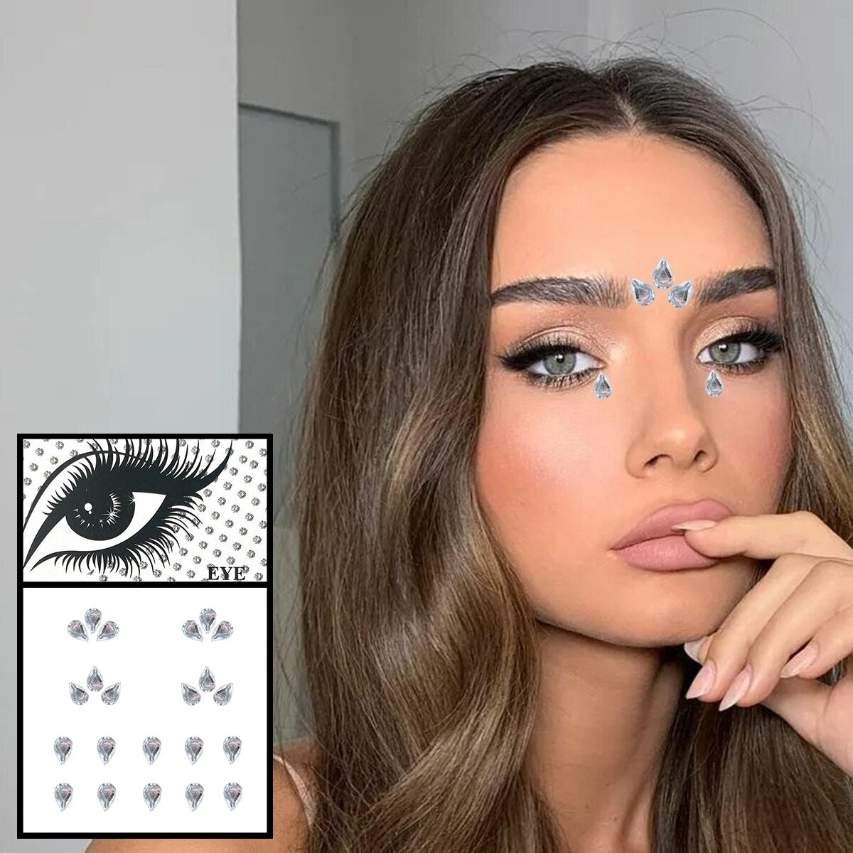 Star Face Gems Temporary Tattoos Eye Eyeliner Tears Crystals Jewels Makeup Sticker Flash Pearl Bindi Dots Jewelry Halloween Rave