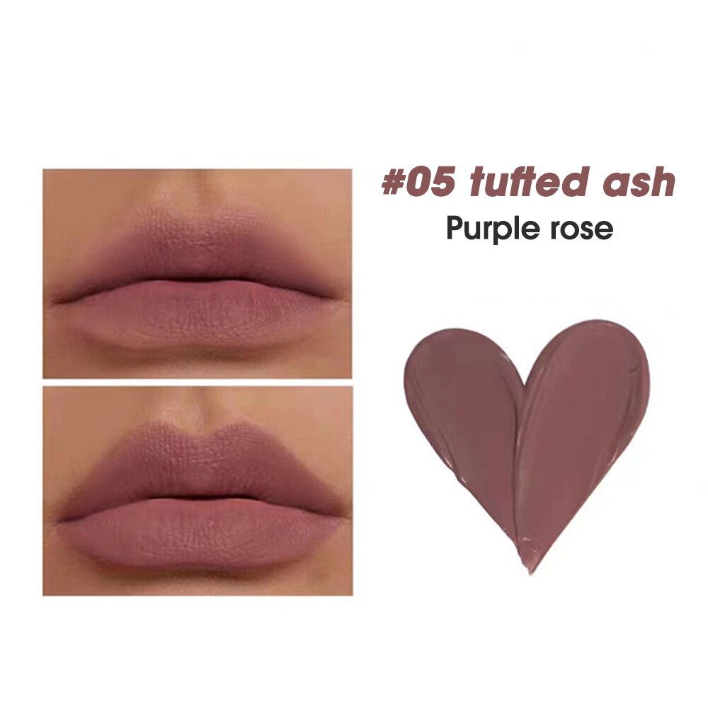 5 Colors Love Nude Matte Mousse Lip Gloss Waterproof Heart-shaped Liquid Lipstick Sexy Nude Red Lip Tint Women Makeup Cosmetics