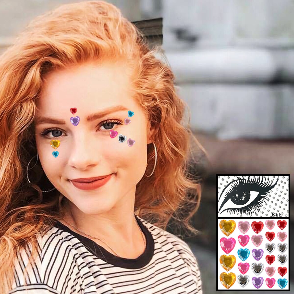 Star Face Gems Temporary Tattoos Eye Eyeliner Tears Crystals Jewels Makeup Sticker Flash Pearl Bindi Dots Jewelry Halloween Rave