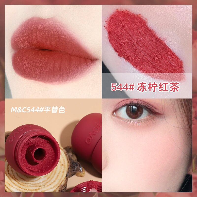 Ice Crystal Lip Mud Lip Glaze Velvet Touch Silky Texture Matte Lip Makeup Creamy Lipstick Waterproof Cheek Blush Bright Red Lips