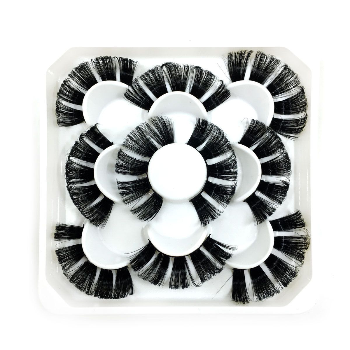 5Pairs 3D Mink False Eyelashes D Curl Fluffy Short Lashes Eyelash Extension Mix Style Handmade Cruelty-free