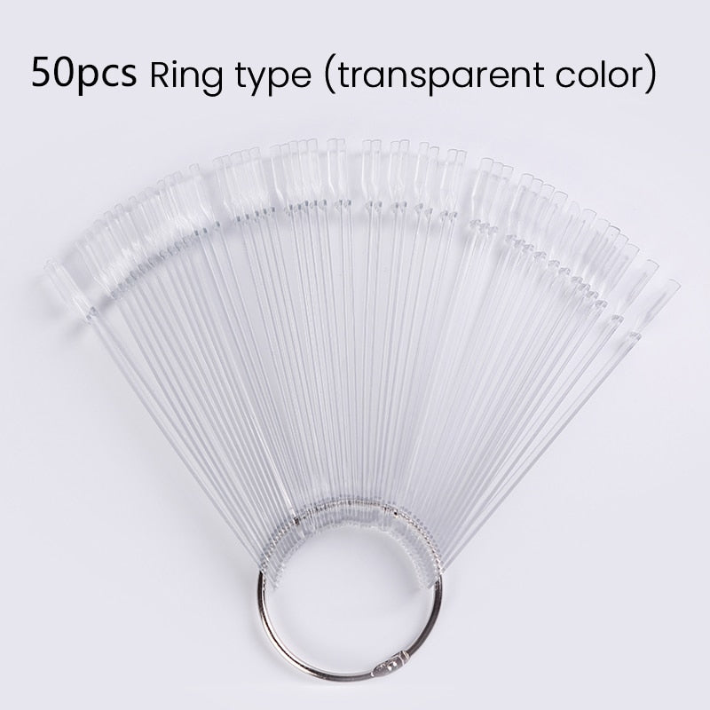 Oklulu Clear Nature False Nail Tips For Nail Art Display Oval Fan Style Nail Swatch Polish Stand Tips Manicure Practice Tools
