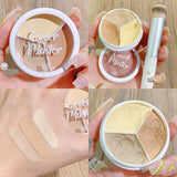 Waterproof Three-color Concealer With Brush Ultra-long-lasting Deep Complexion Acne Marks Cover Spots Acne Korean Makeup Tools