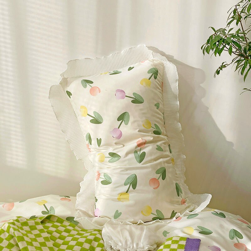 Polyester Bedding Set Pastoral Style Tulip Pattern Flowers Floral- Double -- Pillow Case / Bed Sheet / Quilt Cover