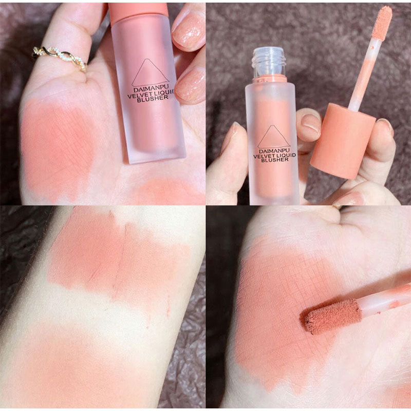 Cute Velvet Liquid Blush Matte Natural Cream Blusher Lasting Cheek Tint Orange Peach Blush Korean Makeup Maquillaje Wholesale