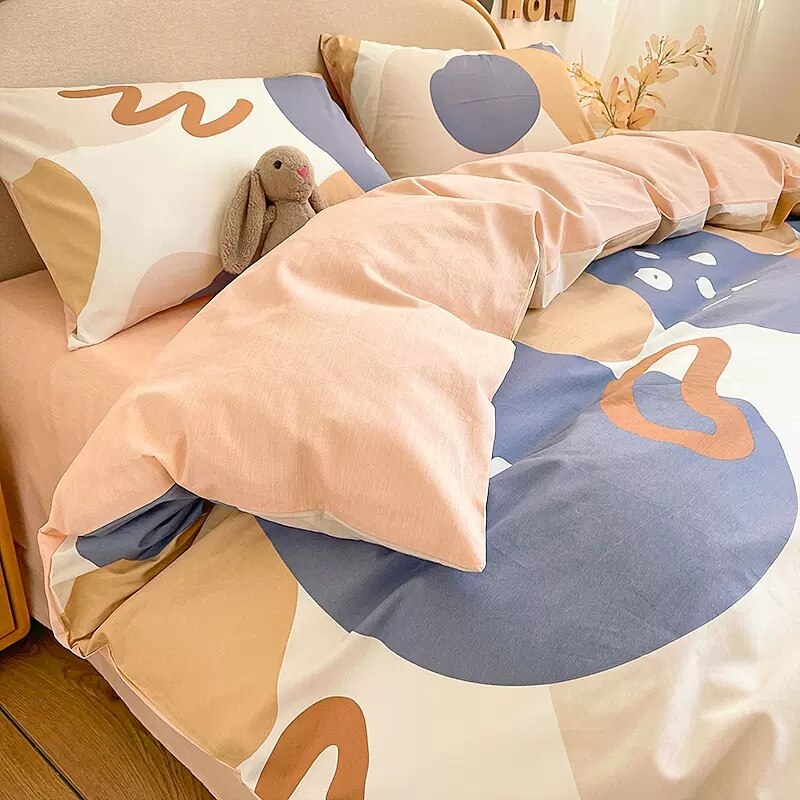 Nordic Style Stripe Print 100% Cotton Duvet Cover Set Queen Size Soft Skin Friendly Bedding Set Full Single Bed Quilt Cover Sets