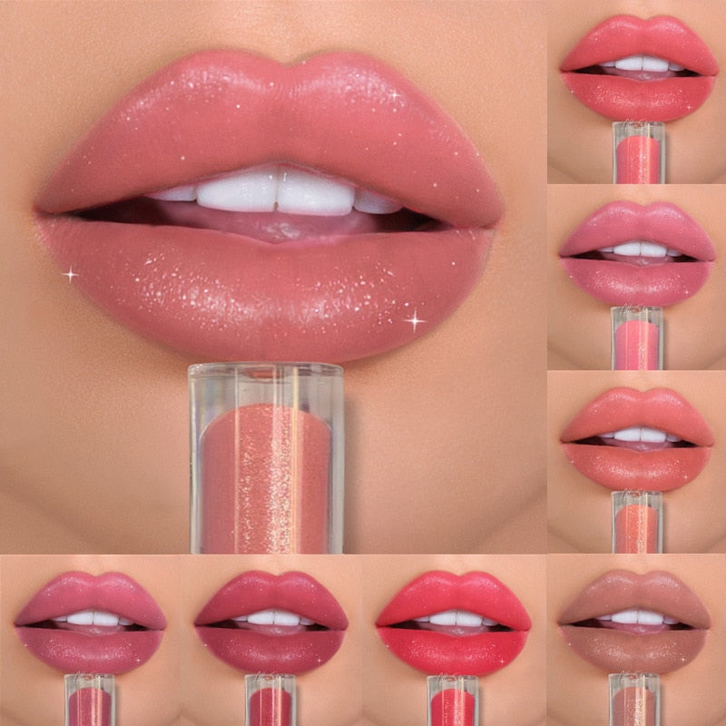 Nude Lipstick Crystal Diamond Fine Glitter Matte Lip Glaze Bling Velvet Liquid Lipstick Lip Gloss Sexy Lip Make Up Beauty