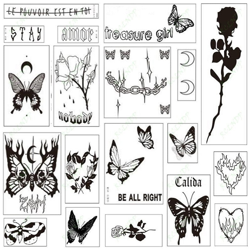 Temporary Tattoo Sticker set English words devil freedom Tatoo Flash Tatto Fake Waterproof stickers for Men Women girls 56 Pcs