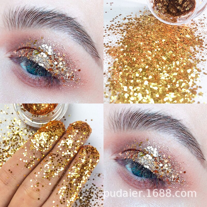 NEW 1Pc Glitter Glam Eye Sparkly Glitter Hair Shimmer Gel Flash Heart Loose Sequins Glitter Eyeshadow Party Face Body Decoration