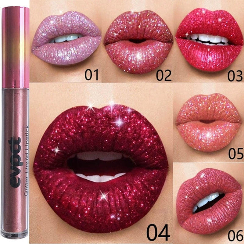 15 Colors Sexy Shimmer Diamond Glitter Lip Gloss Matte Liquid Lipstick Long Lasting Waterproof  Pearl Velvet Lipgloss Lip Makeup