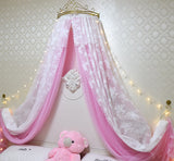 Bed Curtain Bed Curtain Princess Wind Mosquito Net 1.5m Gauze Curtain Gauze Net Crown Rack 1.8m Double Wedding White Pink Lace