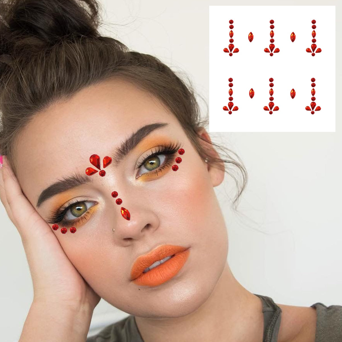 oklulu  Face Gems Temporary Tattoos Eyes Body Rhinestones Crystals Jewelry Makeup Sticker Glitter Bindi Dots Tears Jewels Halloween Rave