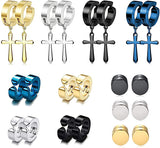 Oklulu  1PC Stainless Steel Cross Pendant Dangle Earrings for Women Hip Hop Punk Men Magnetic Fake Piercing Clip Earrings Jewelry Gifts