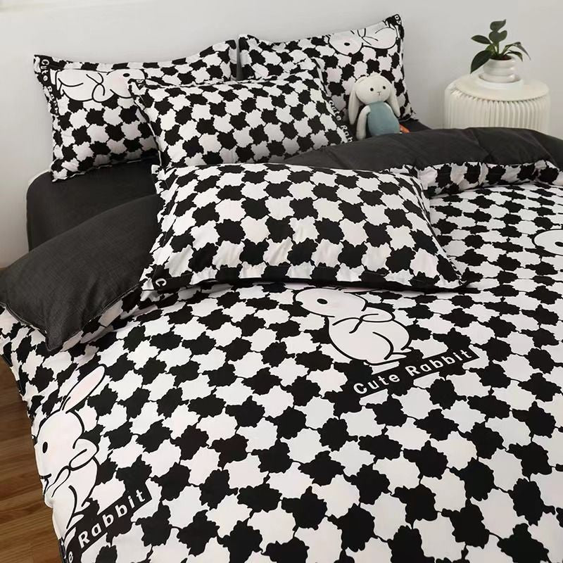 Solid Color Duvet Cover Set with Flat Sheet Pillowcases Single Double Queen Size Bed Linen Blue Boys Girls Home Bedding Textile