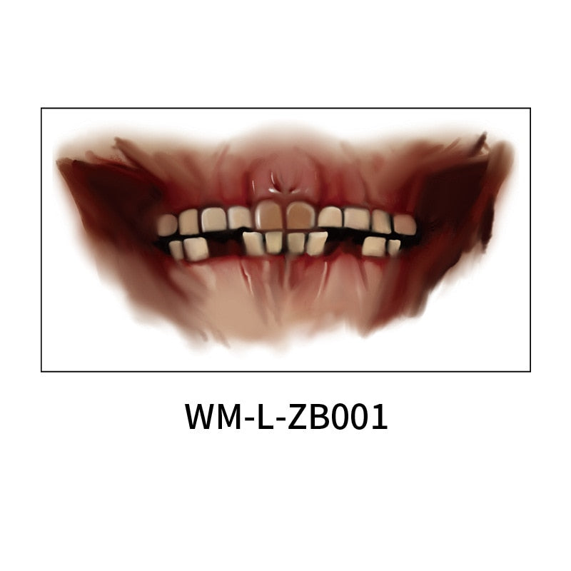 Halloween Tattoo Stickers BIG MOUTH Halloween Mouth Tattoo Stickers Party Horror Horror Lip DIY Decoration Scary Face Stickers