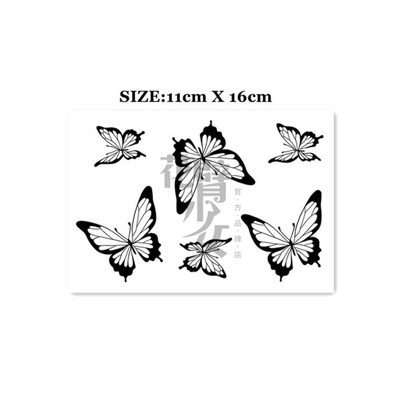 Waterproof Temporary Tattoo Sticker Black And White Butterfly Tattoo Flash Tattoo Shoulder Clavicle Female