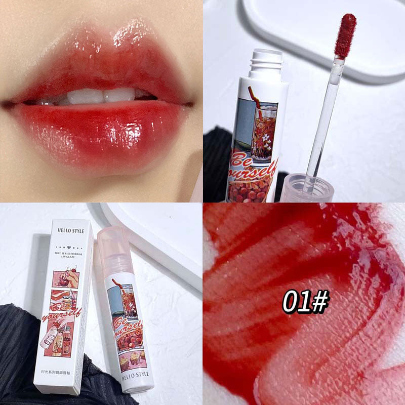 Purple Glitter Water Light Lip Gloss Long-lasting Double-end Lip Glaze Mirror Liquid Lipstick Not Fade Lip Tint Korean Cosmetic