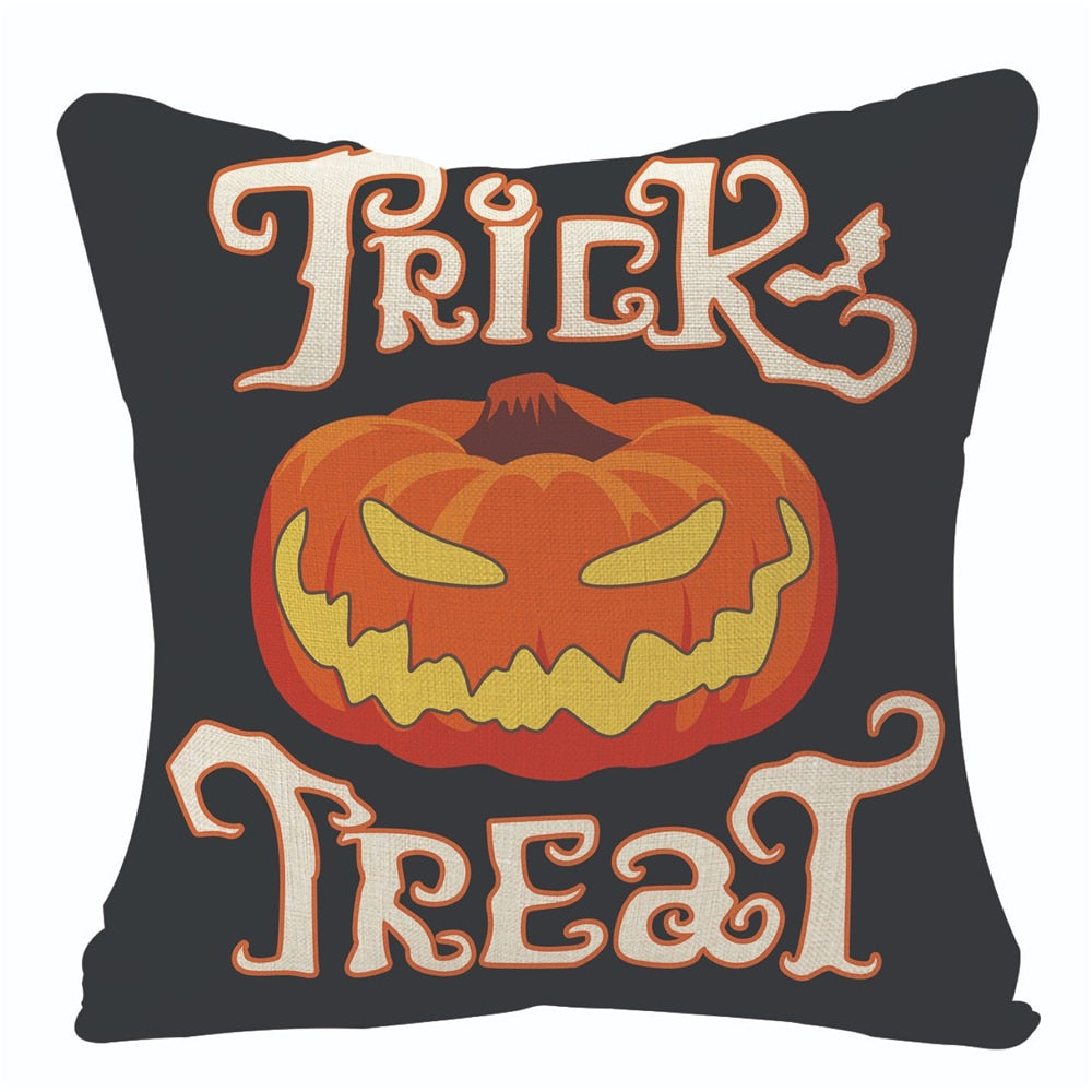 2022 New Linen Halloween Fall Cushion Cover 18Inch Trick or Treat Farmhouse Cat Witch Home Throw Pillow Covers for Couch Decor