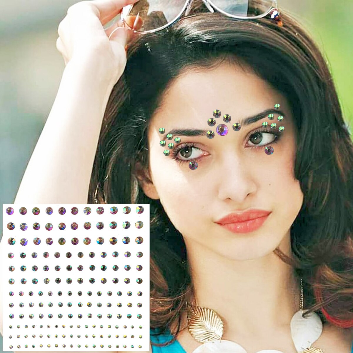 Star Face Gems Temporary Tattoos Eye Eyeliner Tears Crystals Jewels Makeup Sticker Flash Pearl Bindi Dots Jewelry Halloween Rave