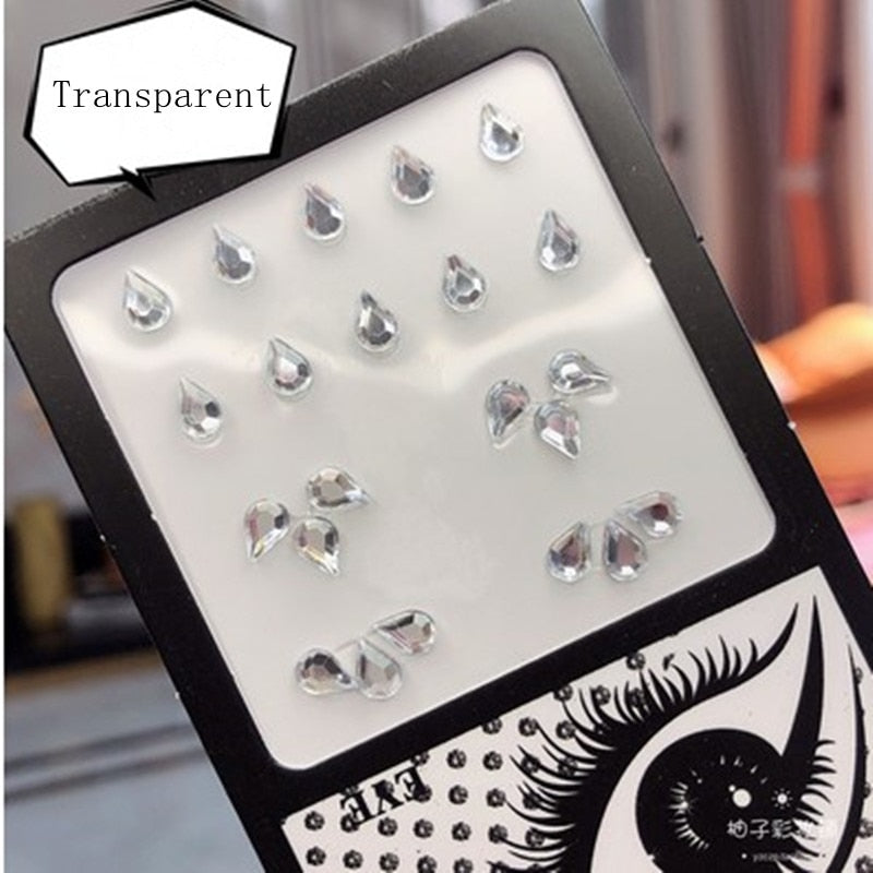 3D Pearl Crystal Face Jewels Fashion Women Tattoo Diamond Makeup Eyeliner Eyeshadow Sticker Halloween Makeup Eyes Sticker