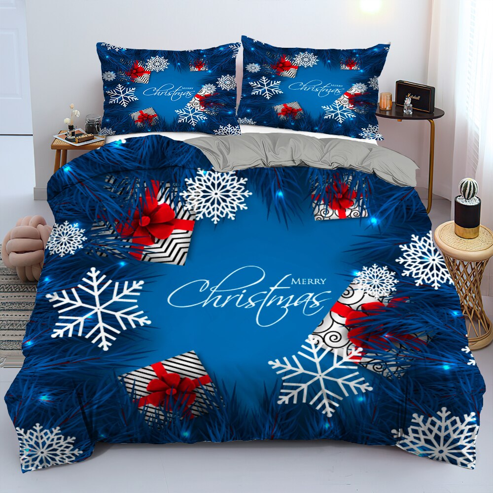 Merry Christmas Duvet Cover with Pillowcase Polyester Comforter Covers  Print Home Textile Bedroom Decoration Bedding Set