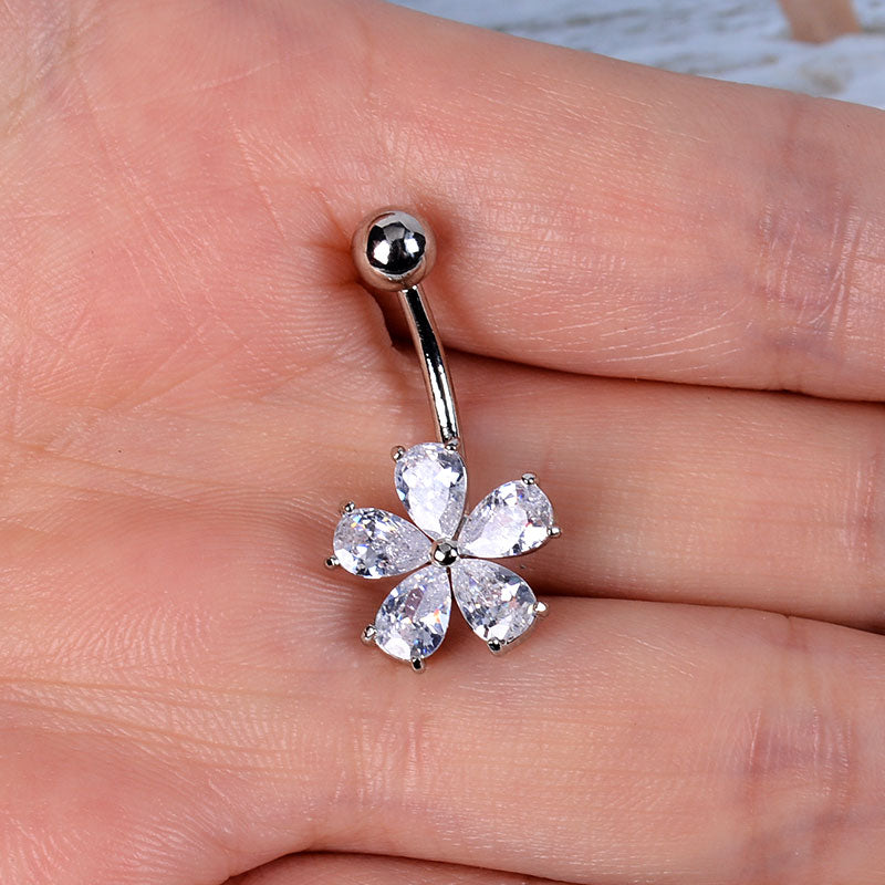 1pc Stainless Steel Navel Piercing for Women Sexy Summer Beach Pendant Belly Button Nails Rings Studs Zircon Body Jewelry