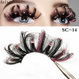 Asiteo Newest Colored False Lashes Rainbow Butterfly Glitter Diamond Sequins Eyelashes Princess 25MM Fluffy for Stage Halloween