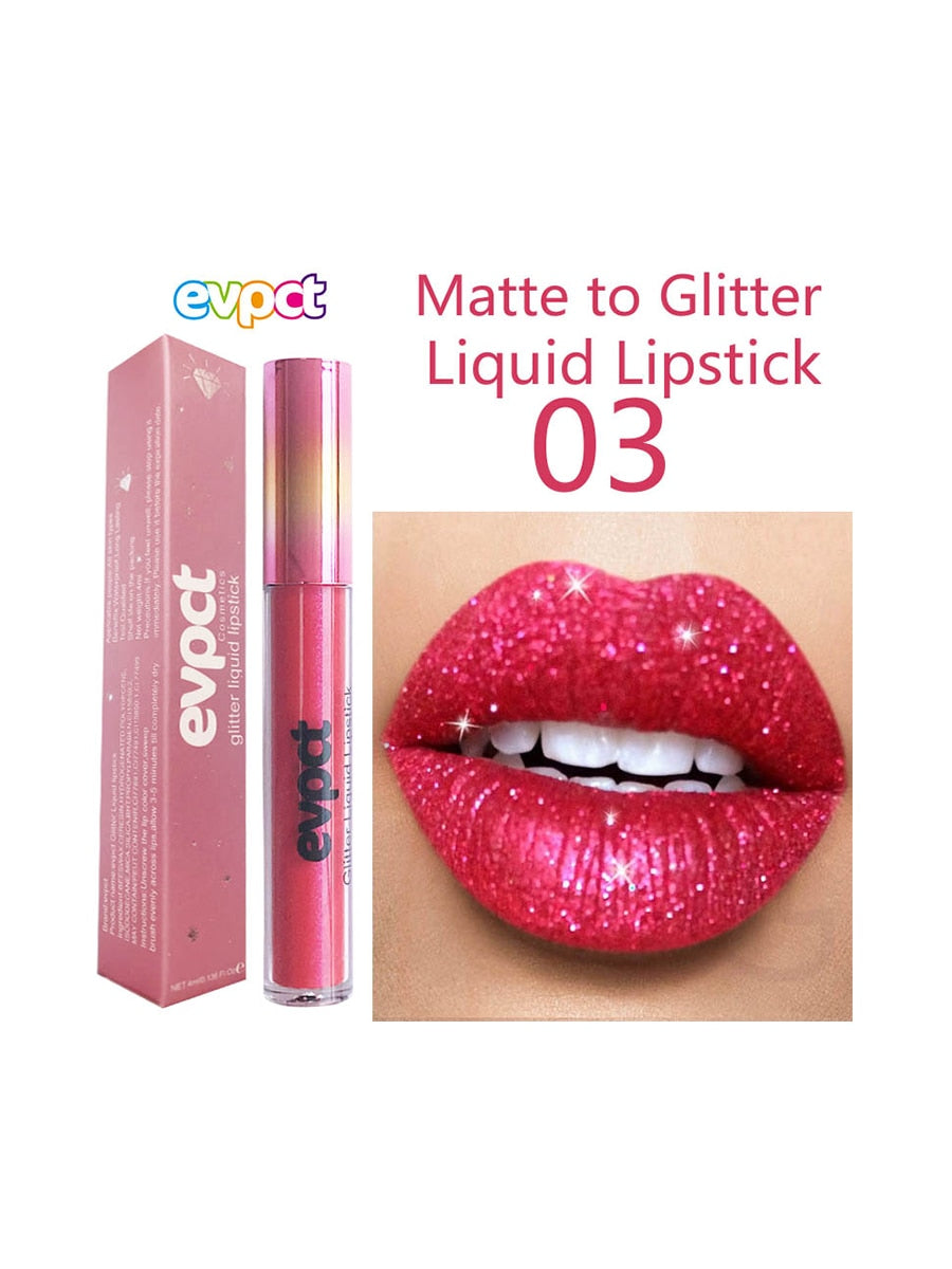 13 Colors Shiny Matte Liquid Lipstick Waterproof Long Lasting Non-stick Cup Glitter Diamond Pearl Lip Gloss Women Lip Makeup