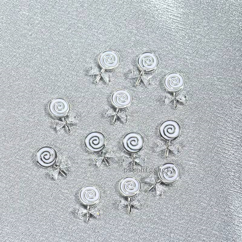 Zircon Lollipop Shape Nail Charm,20PC Luxury Cute Lolly Inlaid Zircon+Alloy Crystal Decoration 8.5*13mm  For NAILS DIY Accessory