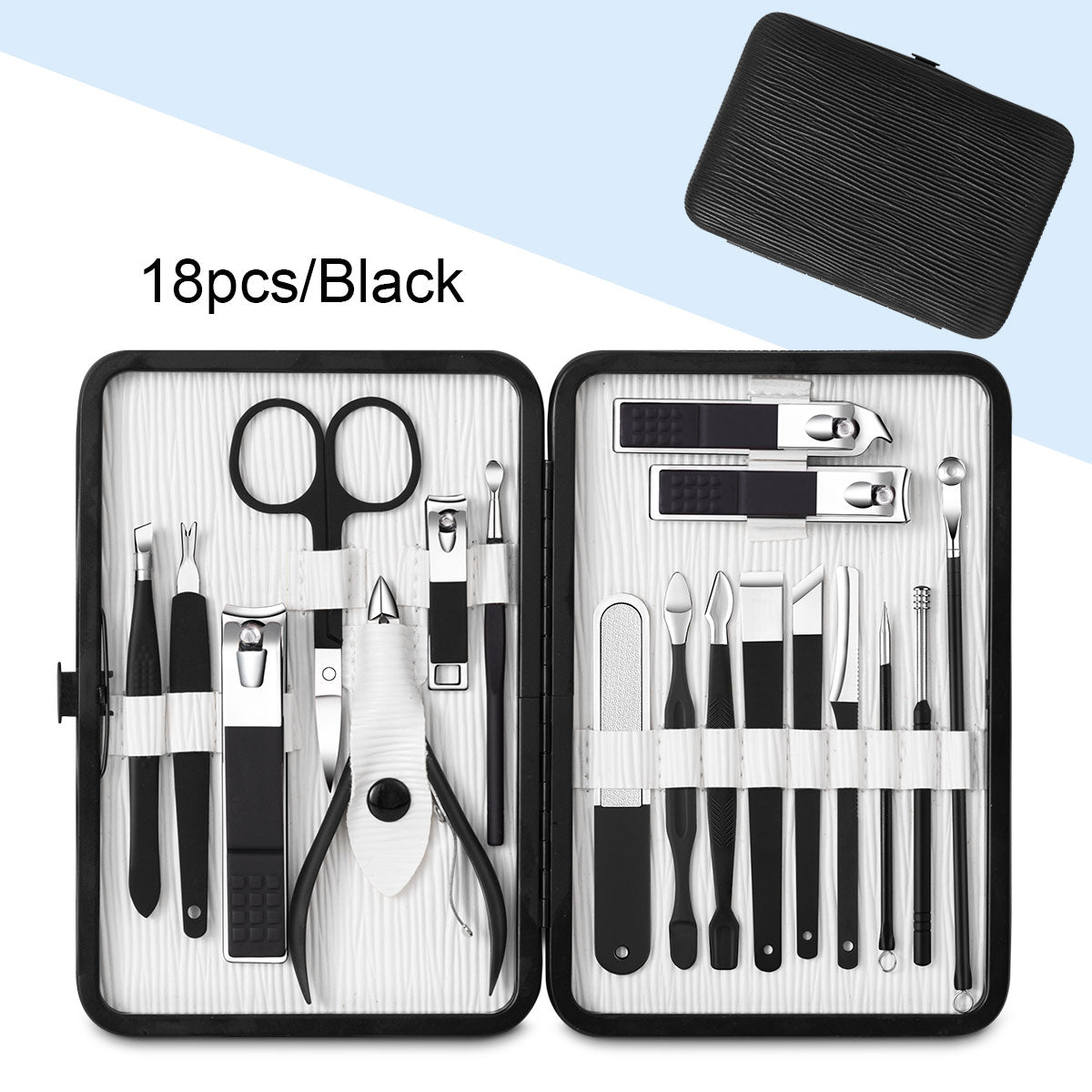 7/18pcs Nail Clipper Set New Upgrade Black High-quality Stainless Steel Nail Cutter Sharp Pedicure Scissors Manicure Tool Set