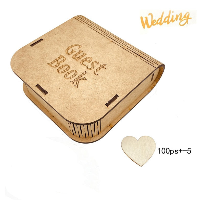 Wedding Guest Book Mr & Mrs Guest Sign-in Book Heart Shape Wedding Guest Drop Box Rustic Wedding Mariage Party Decoration Supply
