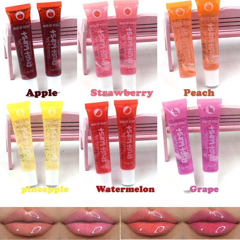 18ml Fruit Burst Lip Oil Scented Lip gloss Plumping Lip gloss Scented Lip Jelly Big Lip Gloss Moisturizer Shiny Vitamin E Oil