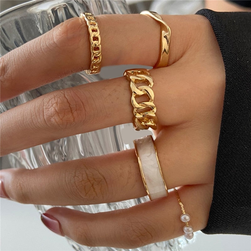 KOTiK Trendy Bohemian Midi Knuckle Ring Set For Women Gold Color Crystal Heart Flower Moon Geometric Finger Rings Jewelry Gifts