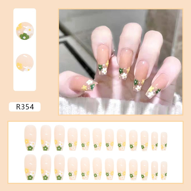 24pcs/Box Artificial Detachable Coffin False Nails Wearable French Fake Nails Super Long Ballerina Press on Nail Art Tips