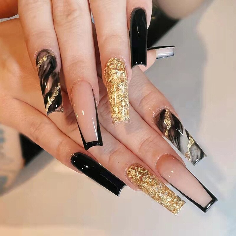 2022 Halloween Patch Nail Tip(24pcs/Box)French Press On Fake False Full Coverage Grimace,Blood Long Coffin Nail Tips With 1 Glue