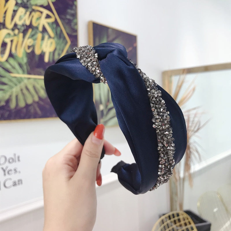 Solid Fabric Satin Hair Scarf Band Hairband for Women Girl Korea Headbands Fashion Accessorie