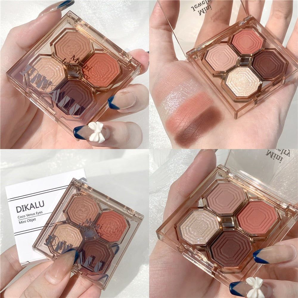 Four-colors Pearly Eyeshadow Palette Bright Matte Shimmer Crystal Chandeliers Glitter Eyeshadow Long Lasting Pigment Cosmetics