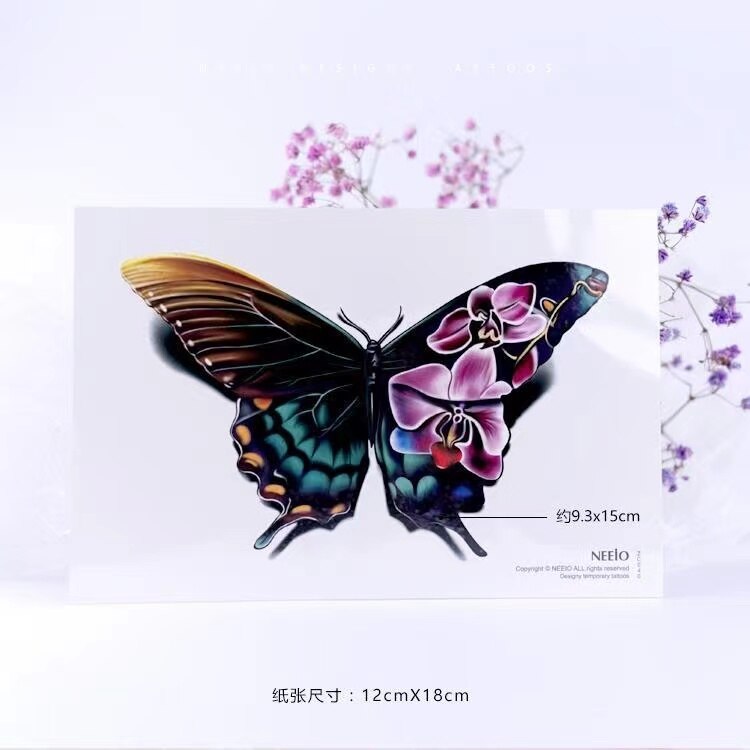 Waterproof Temporary Tattoo Sticker Red Butterfly Pattern Arm Wrist Chest Fake Tattoo Sticker Female Girl Flash Tattoo