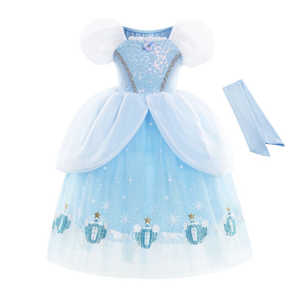 Girls Christmas Costume Kids Rapunzel Elsa Anna Unicorn Belle Cinderella Dress Child Birthday Princess Party Costume